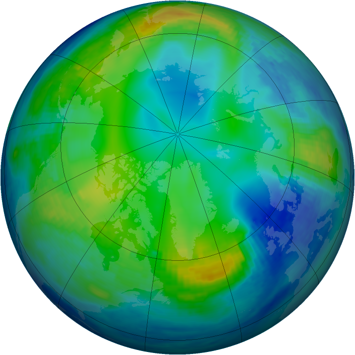 Arctic ozone map for 23 November 1992